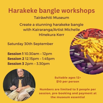 Harakeke bangle workshops with Michelle Hinekura Kerr