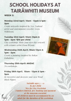 Holiday Programme at Tairāwhiti Museum